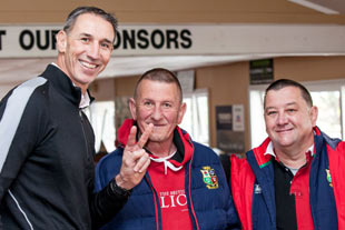 Ian Jones with Lions fans