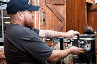 Pouring craft beer