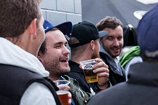 James Bennett and David Hutchens enjoying a beer